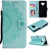 Voor Samsung Galaxy Note9 Totem Bloem Reliëf Horizontale Flip TPU + PU lederen tas met houder & kaartsleuven & portemonnee (groen)