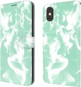 Cloud Fog Pattern Horizontale Flip lederen hoes met houder & kaartsleuf & portemonnee voor iPhone XS Max (mintgroen)