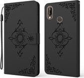 Voor Huawei P20 Lite Reliëf Fortuin Bloem Patroon Horizontale Flip Leren Case met Houder & Kaartsleuf & Portemonnee & Lanyard (Zwart)