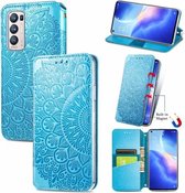 Voor OPPO Reno5 Pro + 5G / X3 Neo Blooming Mandala Reliëfpatroon Magnetisch horizontaal Flip lederen tas met houder & kaartsleuven & portemonnee (blauw)