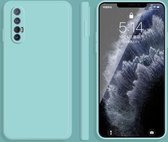 Voor OPPO Reno3 Pro effen kleur imitatie vloeibare siliconen rechte rand valbestendige volledige dekking beschermhoes (hemelsblauw)