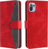 Voor Xiaomi Mi 11 Lite Stiksels Kalfsstructuur Horizontale Flip lederen tas met houder & kaartsleuven & portemonnee (rood)