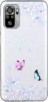 Voor Xiaomi Redmi Note 10 4G Gekleurd tekeningpatroon Transparant TPU-beschermhoes (vlinderbloem)