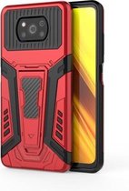 Voor Xiaomi Poco X3 War Chariot Series Armor All-inclusive schokbestendige pc + TPU beschermhoes met onzichtbare houder (rood)