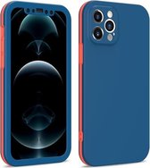 Tweekleurige 360 graden volledige dekking Beschermende pc + TPU schokbestendige hoes voor iPhone 11 Pro Max (blauw)