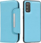 Voor Samsung Galaxy S20 Litchi Textuur Horizontale Flip Gesp Afneembare Magnetische PU Lederen Case met Kaartsleuven & Portemonnee & Fotolijst (Blauw)