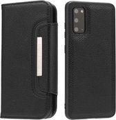 Voor Samsung Galaxy S20 Litchi Textuur Horizontale Flip Gesp Afneembare Magnetische PU Lederen Case met Kaartsleuven & Portemonnee & Fotolijst (Zwart)