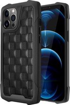 3D reliëf PU + pc + TPU skidproof schokbestendig hoesje voor iPhone 12 Pro Max (zwart)