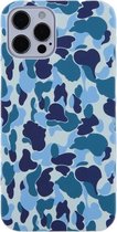 Camouflage TPU-beschermhoes voor iPhone 12 Pro Max (blauw)