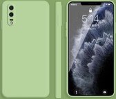 Voor Huawei P20 effen kleur imitatie vloeibare siliconen rechte rand valbestendige volledige dekking beschermhoes (matcha groen)