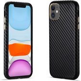 Koolstofvezel lederen textuur Kevlar anti-val telefoon beschermhoes voor iPhone 11 (zwart)