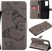 Voor Xiaomi Redmi Note 10 Pro 4G Pressed Printing Butterfly Pattern Horizontale Flip PU lederen tas met houder & kaartsleuven & portemonnee & lanyard (grijs)