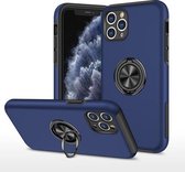 PC + TPU schokbestendige magnetische beschermhoes met onzichtbare ringhouder voor iPhone 11 Pro (blauw)