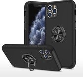 PC + TPU schokbestendige magnetische beschermhoes met onzichtbare ringhouder voor iPhone 11 Pro (zwart)