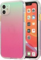 Gradient Shockproof TPU + Acrylic Case met afneembare knoppen voor iPhone 11 Pro (Rose Red)