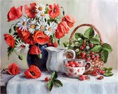 Diamond Painting Poppies and strawberries (Klaprozen en aardbeien) WD2619 - 50x40 cm Wizardi