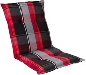 blumfeldt Prato Tuinkussen - stoelkussen - zitkussen - lage rug tuinstoel - 50 x 100 x 8cm - UV-bestendig polyester - Rood / Zwart
