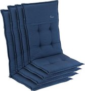 blumfeldt Coburg Tuinkussen - Set van 4 stoelkussen - zitkussen - hoge rug tuinstoel - 53 x 117 x 9cm - UV bestendig polyester - Donkerblauw