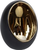 Standing Egg | Marrakesh | theelichthouder | zwart goud | keramiek | D 13 cm H 17,5 cm