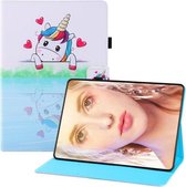 Voor Samsung Galaxy Tab A 9.7 T550 Gekleurde tekening Horizontale flip PU lederen tas met houder & kaartsleuven & portemonnee & slaap- / wekfunctie (liefdevolle eenhoorn)
