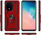 Samsung Galaxy S20 Ultra Stevige Magnetische Anti shock ring back cover case-  schokbestendig-TPU met stand – Rood