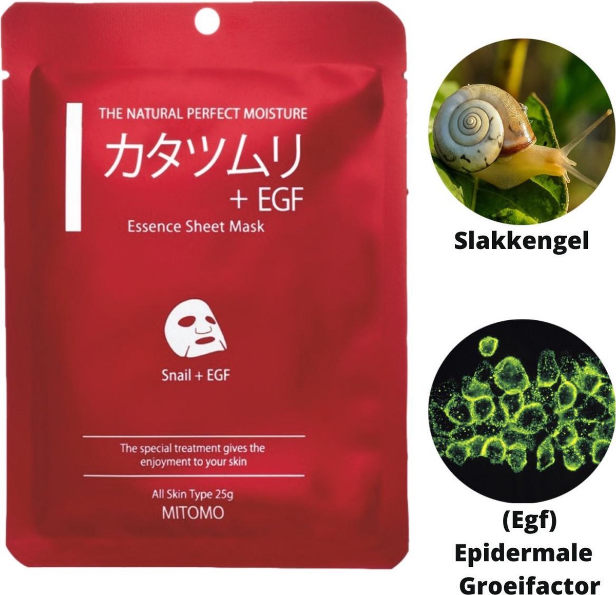 Goedkoopste Mitomo Snail Extract & EGF Essence Sheet Masker - Japanse Gezichtsmasker - Skincare Ritual - Face Mask Beauty - Masker Gezichtsverzorging