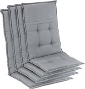 blumfeldt Coburg Tuinkussen-  Set van 4 stoelkussen - zitkussen - hoge rug tuinstoel - 53 x 117x 9cm - UV bestendig polyester - Grijs