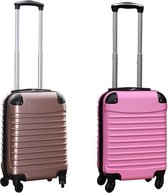 Travelerz kofferset 2 delige ABS handbagage koffers - met cijferslot - 27 liter - licht roze - rose goud