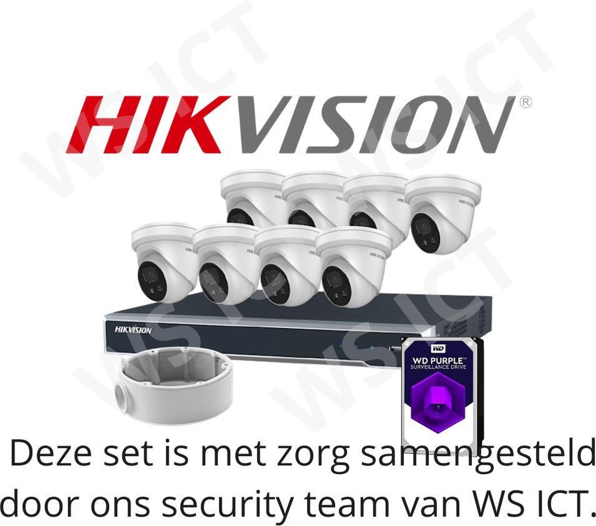 HikVision Gold Label 2.0 Kit - 8 camera's - 8 Poorts NVR - WD Purple 4TB - 8 Montagebeugels