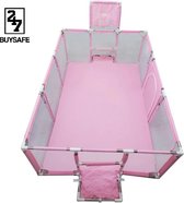 XL speelbox Roze - Playpen - GrondBox - Baby Grondbox - BuySafe247 - Inclusief muggenclip set