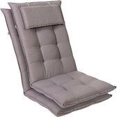 blumfeldt Sylt Tuinkussen - Set van 2 stoelkussen - zitkussen - hoge rugleuning hoofdkussen - 50 x 120 x 9cm - UV bestendig polyester - lichtgrijs