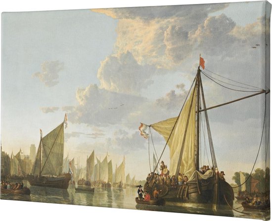 De Maas bij Dordrecht (CA.1650) - Canvas Print van het Schilderij van Albert Cuyp - Millennium Decor
