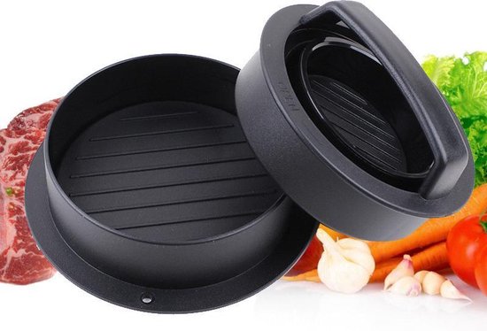 Hamburgerpers - Gemaakt van hoogwaardig materiaal - vaatwasmachinebestendig - anti-plak - zwart - Afbeelding 3