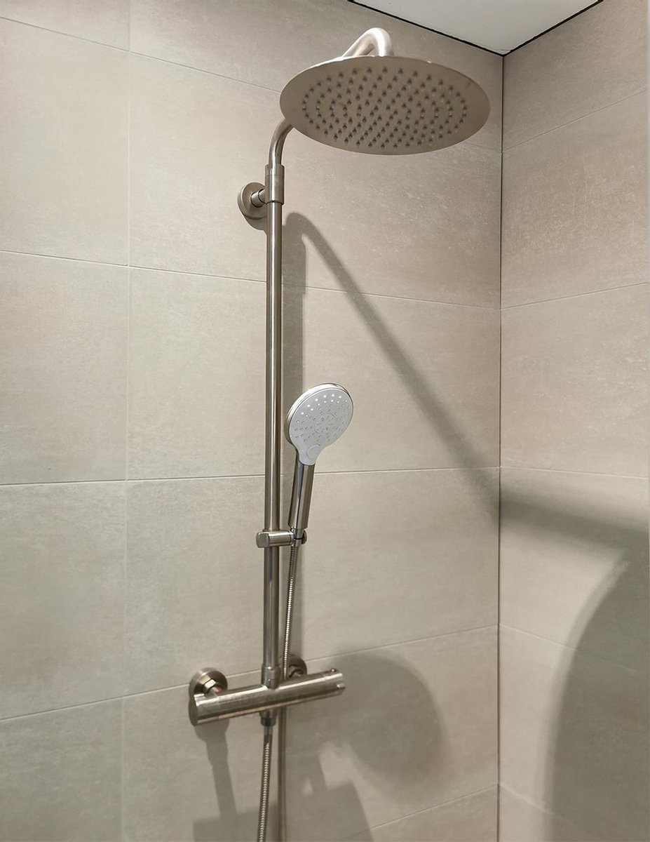 Sani Royal Regendouche RVS met Thermostaatkraan en Handdouche met 3 Standen compleet 25 CM