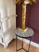 bijzet tafel bone inlay - bone inlay ingelegd en ijzeren poten, zwart wit.