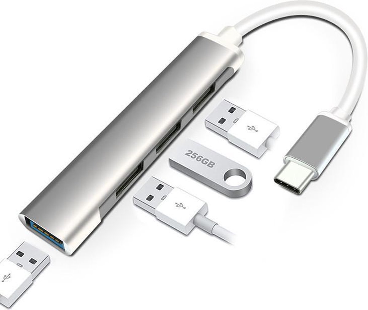 4 Port USB 3.0 Type C Data Hub voor Macbook - Mac - iMac - PC - Phone - Type-c to USB Hub