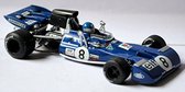 Tyrrell 004 Patrick Depailler French GP 1972 (Blauw) (10 cm) 1/43 Quartzo - Modelauto - Schaalmodel - Model auto - Miniatuurautos - Miniatuur auto - Max Verstappen - Race auto wage