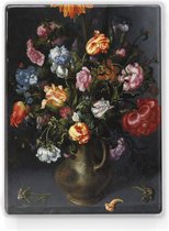 Bloemen in een vaas - Jacob Woutersz. Vosmaer - 19,5 x 26 cm - Niet van echt te onderscheiden houten schilderijtje - Mooier dan een schilderij op canvas - Laqueprint.