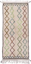 Traditioneel Azilal vloerkleed - 190 x 90 cm - handgeweven kunstwerk - Kleurrijk en uniek - 100% wol, hoogpolig tapijt