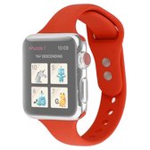 Voor Apple Watch 5 & 4 44 mm / 3 & 2 & 1 42 mm dunne siliconen dubbele gesp vervangende polsband (rood)