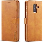 Voor Galaxy A6 (2018) LC.IMEEKE kalfsleer met horizontale flip lederen tas, met houder en kaartsleuven en portemonnee (geel)