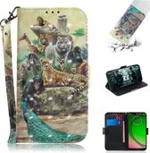 3D Schilderen Patroon Gekleurde Tekening Horizontale Flip Leren Case met Houder & Kaartsleuven & Portemonnee Voor Motorola Moto G7 Play (Zoo)