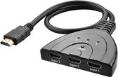 3x1 Pigtail HDMI-switcher tot 1080P (verguld) (zwart)