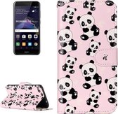 Voor Huawei P8 Lite (2017) Gloss Oil Reliëf Panda Patroon Horizontale Flip Leather Case met Houder & Kaartsleuven & Portemonnee & Fotolijst