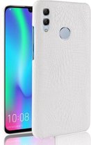 Schokbestendige krokodiltextuur pc + PU-hoes voor Huawei P Smart (2019) (wit)