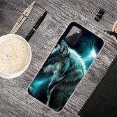 Voor Samsung Galaxy A02s schokbestendig geverfd transparant TPU beschermhoes (Moonlight Wolf)