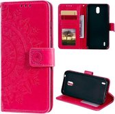 Voor Nokia 1.3 Totem Bloem Reliëf Horizontale Flip TPU + PU lederen tas met houder & kaartsleuven & portemonnee (rood)