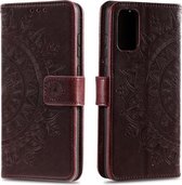 Voor Samsung Galaxy M31s Totem Bloem Reliëf Horizontale Flip TPU + PU Leren Case met Houder & Kaartsleuven & Portemonnee (Bruin)