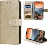 Totem bloem reliëf horizontale flip TPU + PU lederen tas met houder & kaartsleuven & portemonnee voor iPhone 12/12 Pro (goud)