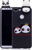 Voor Huawei Honor 9 Lite schokbestendig Cartoon TPU beschermhoes (twee panda's)